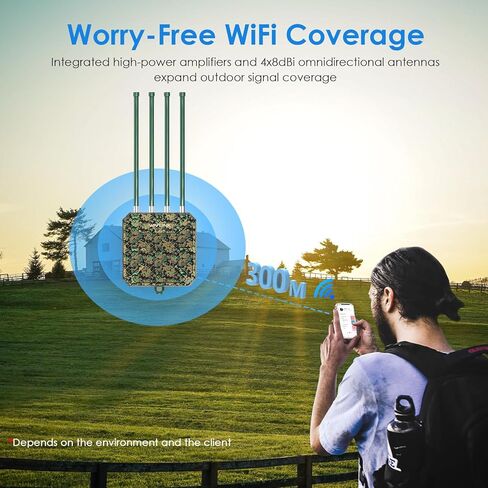 WAVLINK AX1800 Outdoor WiFi 6 Extender Long Range, IP67 WiFi 6 Outdoor Access Point, Active PoE, 4x8dBi Antennas,Work with Starlink/Cameras/Router, Up to 128 Devices for Farm,Yard,RV,Campsite,Park in Saudi Arabia