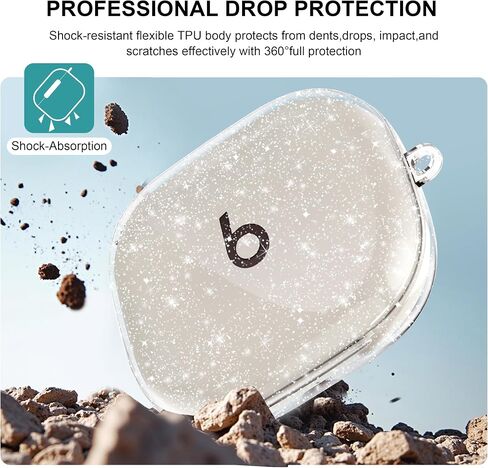 بالنسبة إلى Beats Powerbeats Pro 2 Case Clear 2025 ، TPU الشفاف الناعم لـ Beats Powerbeats Pro 2 Case مع Carabiner و Cleaning Pen-Clear in Kuwait