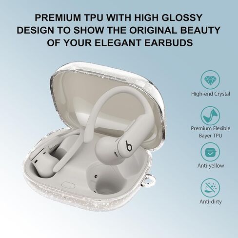 بالنسبة إلى Beats Powerbeats Pro 2 Case Clear 2025 ، TPU الشفاف الناعم لـ Beats Powerbeats Pro 2 Case مع Carabiner و Cleaning Pen-Clear in Kuwait
