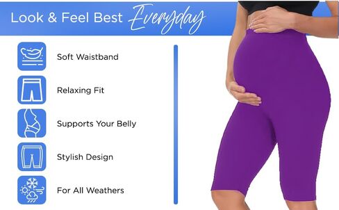 Saiblossoms Women's High Weist & Till Knee Cotton Lycra شورت الأمومة | شورتات الحمل in Saudi Arabia