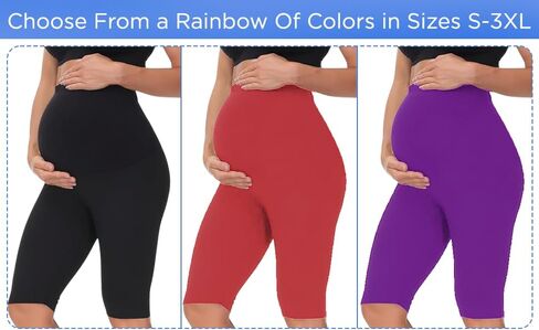 Saiblossoms Women's High Weist & Till Knee Cotton Lycra شورت الأمومة | شورتات الحمل in Saudi Arabia
