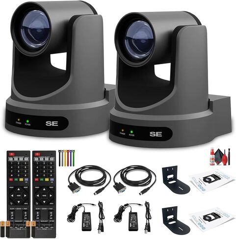 PTZOptics 2 x Move SE PTZ Camera with 20x Optical Zoom (White) (PT20X-SE-WH-G3) + 2 x Wall Mount + Cleaning Kit and Color Wire Ties Bundle in Saudi Arabia