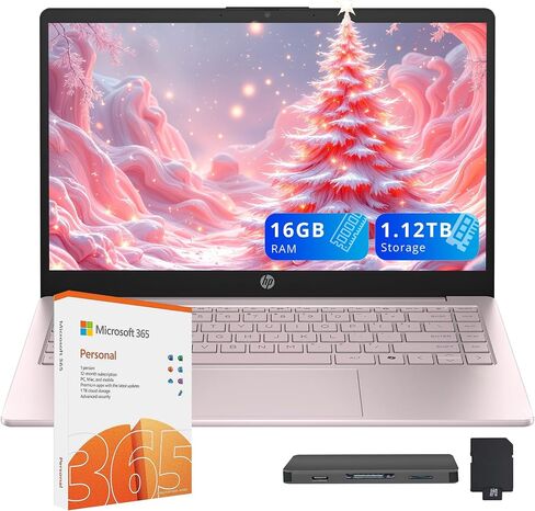 HP Stream Laptop ، 14 "HD Display ، Intel Celeron N4020 Processor ، ذاكرة 16 جيجابايت ، تخزين 320 جيجابايت (64 جيجا بايت EMMC + 256GB USB) ، Office 365 لمدة عام واحد ، كاميرا الويب ، HDMI ، WI-FI ، USB-C ، Windows 11 Home ، JVQ MP in Kuwait