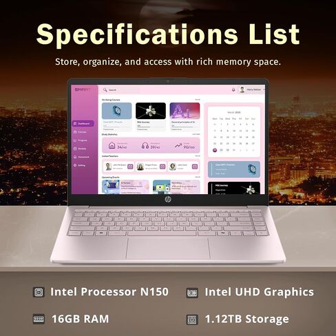HP Stream Laptop ، 14 "HD Display ، Intel Celeron N4020 Processor ، ذاكرة 16 جيجابايت ، تخزين 320 جيجابايت (64 جيجا بايت EMMC + 256GB USB) ، Office 365 لمدة عام واحد ، كاميرا الويب ، HDMI ، WI-FI ، USB-C ، Windows 11 Home ، JVQ MP in Kuwait