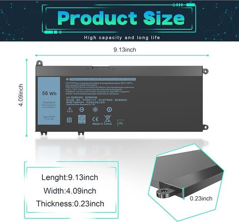 52WH 7.6V DXGH8 بطارية الكمبيوتر المحمول متوافقة مع Dell XPS 13 9370 9380 2019 Inspiron 13 7000 7390 7391 7490 2-in-1 5390 5391 Latitude 3301 E3301 Vostro 5390 5391 G8vcf Hk6n5 in Kuwait