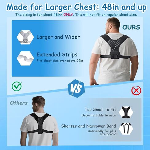 King Mills Plus Back Back Brace ، مصحح وضعية Back Brace للنساء ، والرجال ، يستخدمون بشكل مثالي من الأشرطة الخلفية XL Size إلى XXXL للموقف ، أو إصلاح الموقف المائي ، أو مصحح الكتف المستدير in Kuwait