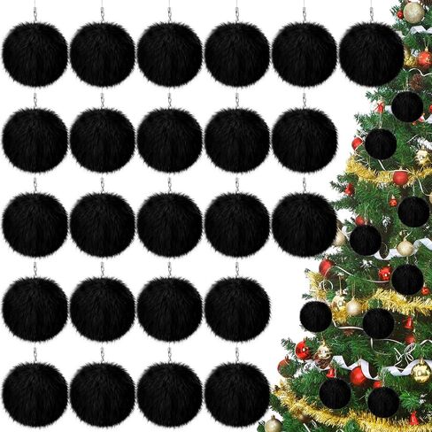 24 Pcs Snowball Ornaments for Christmas Tree Fluffy Pom Pom Faux Bunny Fur Ball White Christmas Ornaments with Lobster Clasp Cords for Tree Decorating Handbag Keychains in Saudi Arabia