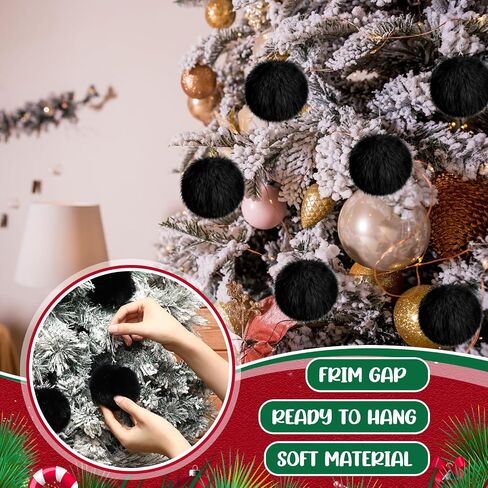 24 Pcs Snowball Ornaments for Christmas Tree Fluffy Pom Pom Faux Bunny Fur Ball White Christmas Ornaments with Lobster Clasp Cords for Tree Decorating Handbag Keychains in Saudi Arabia