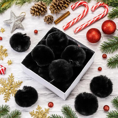 24 Pcs Snowball Ornaments for Christmas Tree Fluffy Pom Pom Faux Bunny Fur Ball White Christmas Ornaments with Lobster Clasp Cords for Tree Decorating Handbag Keychains in Saudi Arabia