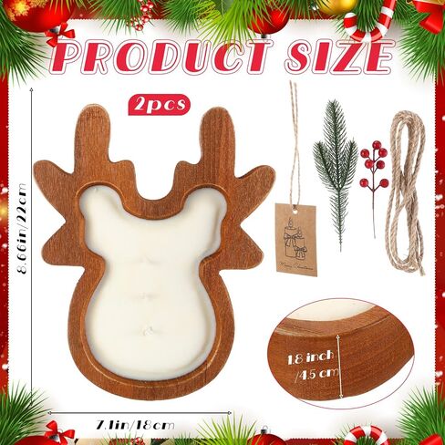 MTLEE 2 Pack Wood Dough Bowl Candle Christmas Wooden Candle Bowl Ginderbread Man Candle Xmas 3 Wick Farmhouse Bowl Candles with Berries Pine Label for Christmas Table Centerpiece Birthday Gift Decor in Saudi Arabia