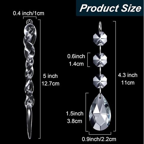 Qunclay 24 Pcs Clear Acrylic Icicle Christmas Tree Ornaments Crystal Ball Drops Clear Teardrop Chandelier Pendants Beads Set for Xmas Wedding Hanging Decorations in Kuwait