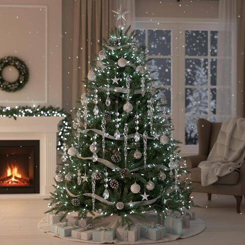 Qunclay 24 Pcs Clear Acrylic Icicle Christmas Tree Ornaments Crystal Ball Drops Clear Teardrop Chandelier Pendants Beads Set for Xmas Wedding Hanging Decorations in Kuwait