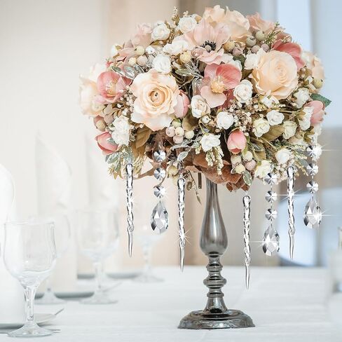 Qunclay 24 Pcs Clear Acrylic Icicle Christmas Tree Ornaments Crystal Ball Drops Clear Teardrop Chandelier Pendants Beads Set for Xmas Wedding Hanging Decorations in Kuwait