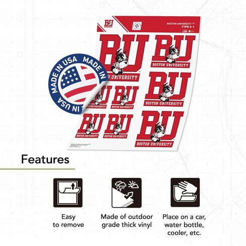 Desert Cactus Boston University Stickers Terriers BU Vinyl Decals Laptop Water Bottle Car Scrapbook Sheet T3 (Type 3-1) in Saudi Arabia