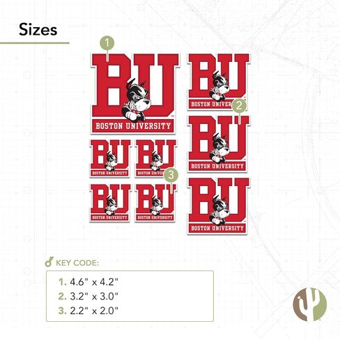 Desert Cactus Boston University Stickers Terriers BU Vinyl Decals Laptop Water Bottle Car Scrapbook Sheet T3 (Type 3-1) in Saudi Arabia