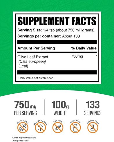 plksupplements.com مسحوق مستخلص أوراق الزيتون - ملحق الأعشاب ، مصدر مضادات الأكسدة ، مسحوق أوراق الزيتون - خالٍ من الغلوتين ، 750 ملغ لكل وجبة ، 500 جرام (1.1 رطل) (حزمة 1) in Kuwait
