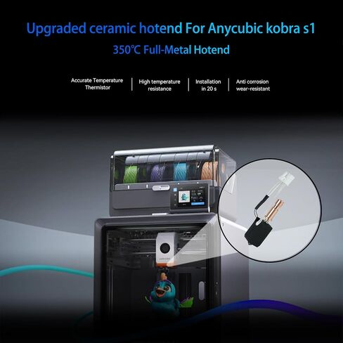 ترقية جديدة للسيراميك الساخن 0.25/0.4/0.6 مم من أي من anycubic kobra s1 hotend لـ Kobra S1 Combo Head S1C 3D Printer 24V 48W HADERING 300 ℃ in Kuwait