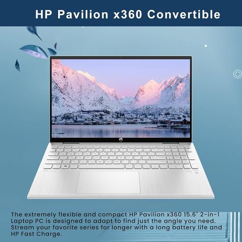 HP Pavilion X360 2-in-1 Business Business Laptop (14 "FHD Touchscreen ، 6-Core I3-1215U (Beat I5-1235U) ، 8GB RAM ، 256GB SSD) مدي ضيق ، عمر بطارية طويل ، كاميرا ويب ، وين 11 الصفحة الرئيسية (متجددة) in Kuwait
