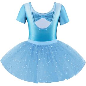 Zaclotre Girls Ballet Leotards Short Sleeve Bow Back Tutu Ballerina Costume Toddler Dance Dress Outfit Combo in Saudi Arabia
