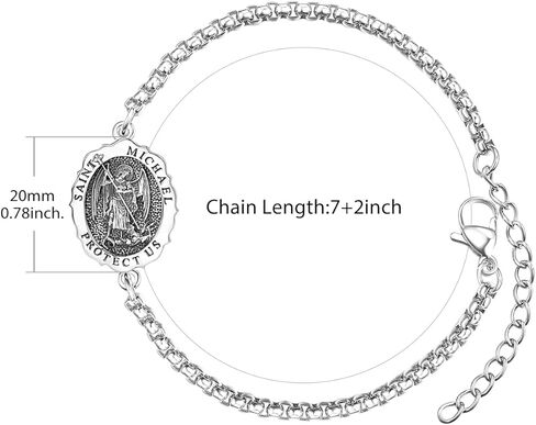 TANGPOET Saint Medal Bracelet For Women Men Gold Plated 925 Sterling Silver Religious Catholic Protection Amulet Jewelry Gifts with 7"+2" Adjustable Stainless Steel Box Chain in Kuwait