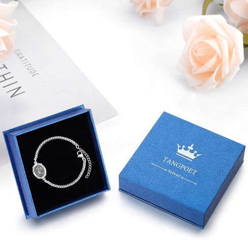 TANGPOET Saint Medal Bracelet For Women Men Gold Plated 925 Sterling Silver Religious Catholic Protection Amulet Jewelry Gifts with 7"+2" Adjustable Stainless Steel Box Chain in Kuwait