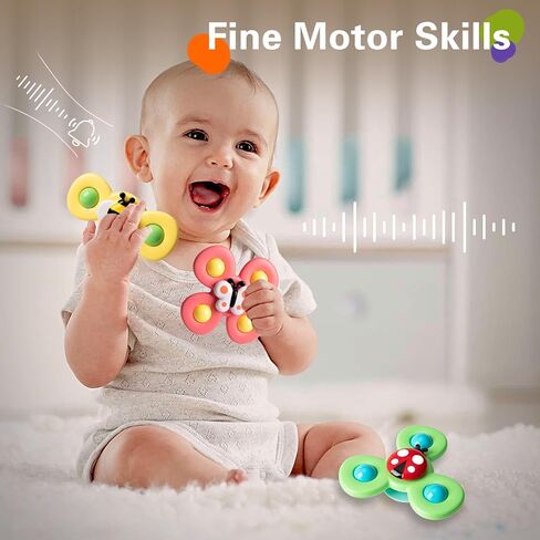 3PCS Suction Cup Spinner Toys for 1 2 Year Old Boys Spinning Toys Baby Toys 12-18 Months Sensory Toys for Toddlers 1-3 Easter Basket Stuffers Gifts for 1 Year Old Girls in Kuwait