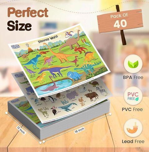 40 حزمة مقاوم للماء على المسمار القابل للتصرف للرضع في حصيرة تناول الطعام ، سجادة 12 "× 18" ، حصيرة صغيرة للمطاعم ، موظفي الأطفال البلاستيكي لتناول الطعام ، in Kuwait