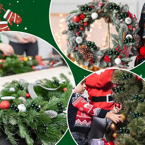 8 Pcs Christmas Tree Picks 7.87 Inch Red Green Gold Christmas Balls Ornaments Christmas Tree Decorations for Xmas Tree Topper DIY Wreath Holiday Floral Vase Fillers Crafts Home Decor in Saudi Arabia