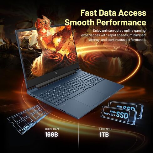 HP Victus 15.6" Full HD 144Hz Gaming Laptop, Intel-i5 12450H, NVIDIA GeForce RTX 3050, 32GB DDR4 RAM, 2TB PCIe SSD, Backlit Keyboard, Wi-Fi 6, Blue, Windows 11 Pro, 128GB Docking Station Set in Saudi Arabia