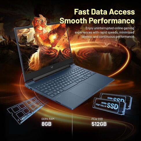 HP Victus 15.6" Full HD 144Hz Gaming Laptop, Intel-i5 12450H, NVIDIA GeForce RTX 3050, 32GB DDR4 RAM, 2TB PCIe SSD, Backlit Keyboard, Wi-Fi 6, Blue, Windows 11 Pro, 128GB Docking Station Set in Saudi Arabia