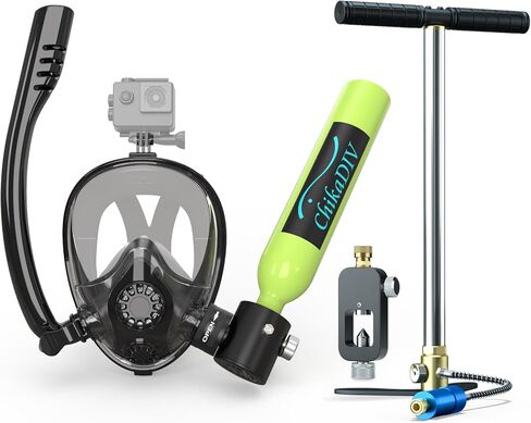 خزان غوص صغير سعة 0.5 لتر مع قناع فرعي، خزان غوص مع قناع كامل للوجه ونظام التنفس تحت الماء يدعم حوالي 5-10 دقائق in Kuwait