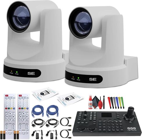 PTZOptics 2 x Move SE PTZ Camera with 30x Optical Zoom (PT30X-SE-GY-G3) + SuperJoy PTZ Camera Controller + Cleaning Kit and Color Wire Ties Bundle in Saudi Arabia