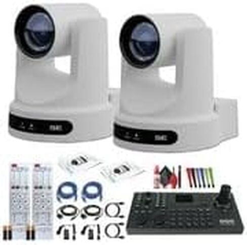 PTZOptics 2 x Move SE PTZ Camera with 30x Optical Zoom (PT30X-SE-GY-G3) + SuperJoy PTZ Camera Controller + Cleaning Kit and Color Wire Ties Bundle in Saudi Arabia