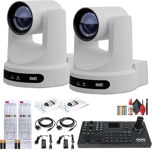 PTZOptics 2 x Move SE PTZ Camera with 30x Optical Zoom (PT30X-SE-GY-G3) + SuperJoy PTZ Camera Controller + Cleaning Kit and Color Wire Ties Bundle in Saudi Arabia