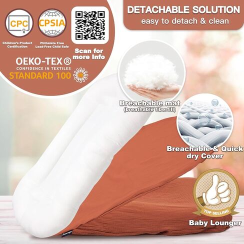 Baby Lounger - Snuggle Me Indist Lounger for Newborns | وسادة وقت مستيقظ ، ناعمة ومحمولة ، هدية أساسية- أبيض (شملت غطاء التسكع) in Kuwait