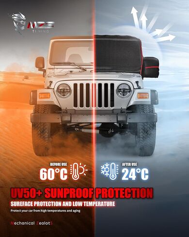MZS Cab Cover Compatible with CJ-7 CJ7 1976-1986, 600D Outdoor Waterproof CJ7 Cover 2 Door with 6 Gust Hook Car Half Cover Windproof Sun Snow Rain Scratch Protection in Kuwait