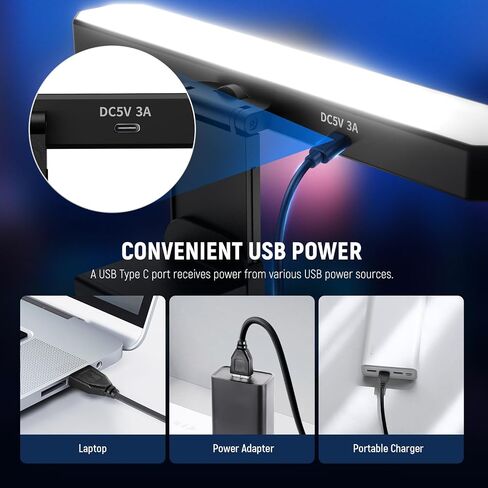 NEWER BASICS 12W DUAL MONUTION LIGHT BAR مع المدرجات ، مصباح مكتب LED للمكتب المنزلي مؤتمر الفيديو الإضاءة الكمبيوتر الكمبيوتر المحمول كاميرا الويب بداول ، BI COLL in Saudi Arabia