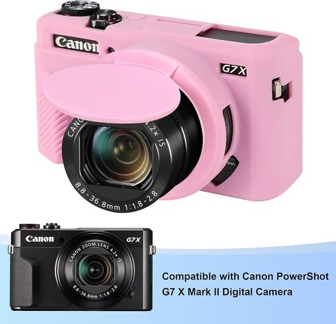 Bovke Soft Silicone Canon G7X Mark II ، مطاط الغطاء الوقائي لكاميرا Canon PowerShot G7 X Mark II ، غلاف كاميرا واقي مع غطاء قابل للإزالة ، أسود in Kuwait