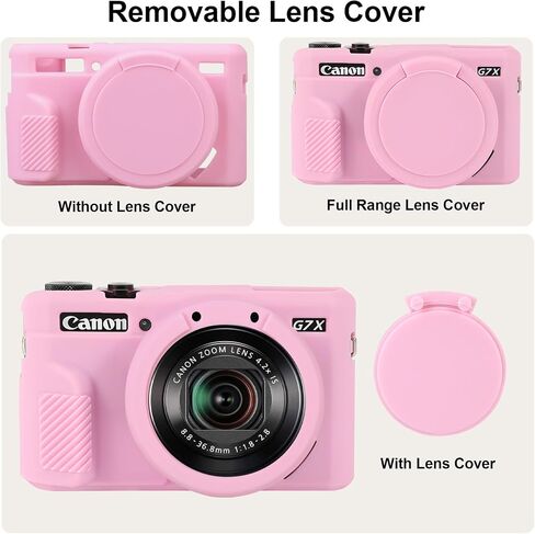 Bovke Soft Silicone Canon G7X Mark II ، مطاط الغطاء الوقائي لكاميرا Canon PowerShot G7 X Mark II ، غلاف كاميرا واقي مع غطاء قابل للإزالة ، أسود in Kuwait