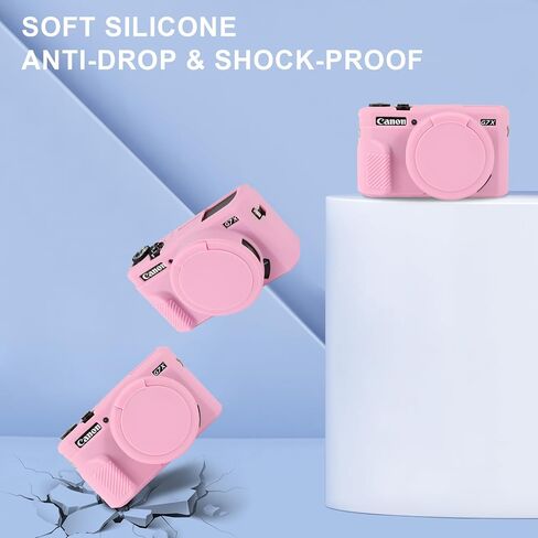 Bovke Soft Silicone Canon G7X Mark II ، مطاط الغطاء الوقائي لكاميرا Canon PowerShot G7 X Mark II ، غلاف كاميرا واقي مع غطاء قابل للإزالة ، أسود in Kuwait