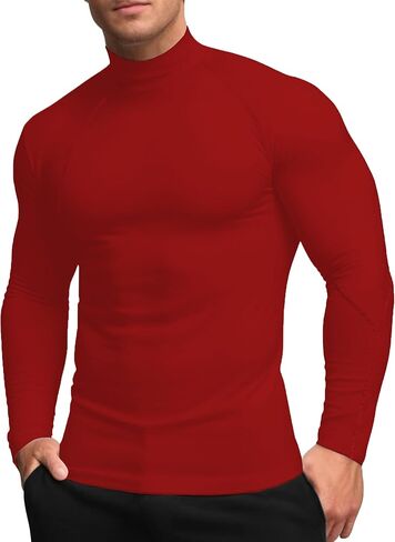 قمصان ضيقة من الرجال Queerier MENT LOND SELEVE MOCK BASE BASE TOP ATTLAY in Kuwait