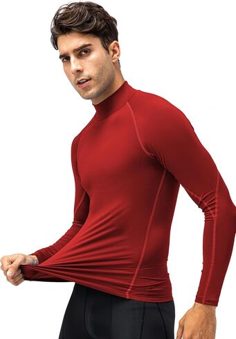 قمصان ضيقة من الرجال Queerier MENT LOND SELEVE MOCK BASE BASE TOP ATTLAY in Kuwait