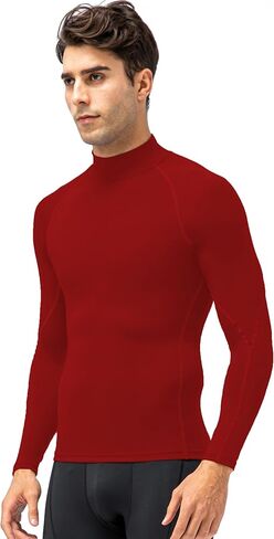 قمصان ضيقة من الرجال Queerier MENT LOND SELEVE MOCK BASE BASE TOP ATTLAY in Kuwait