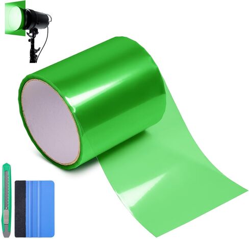 Arespark Clear Green Light Filter Vinyl Wrap, 4in x 20ft DIY Transparent Filter Film Sheets Stickers for Christmas Halloween Landscape, Table Lamps, Garden Lights, Glass Doors Windows, Fog Lights in Kuwait
