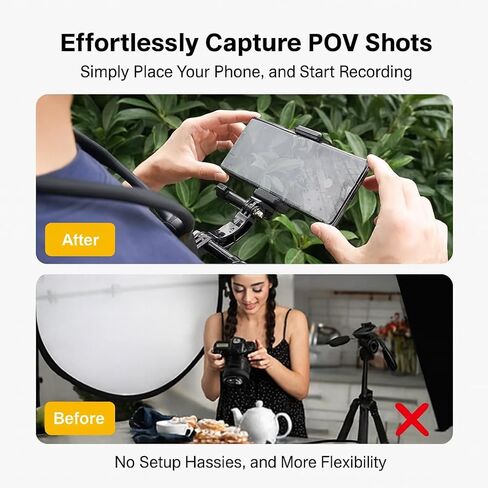 Neck Mount for Phones, Neck Cell Phone Holder POV/Vlog Selfie Mount Hand Free Phone Neck Holder Chest Stand Strap Video Recording for iPhone 16 15 14 13 12 Seires Android Phones (Black) in Kuwait