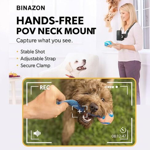 Neck Mount for Phones, Neck Cell Phone Holder POV/Vlog Selfie Mount Hand Free Phone Neck Holder Chest Stand Strap Video Recording for iPhone 16 15 14 13 12 Seires Android Phones (Black) in Kuwait