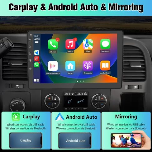 Car Stereo Radio for Chevy Silverado Suburban Tahoe GMC Sierra Yukon Android 13 2GB +32GB with 10.1 inch Touch Screen GPS Navigation CarPlay Android Auto Bluetooth SWC Backup Camera in Kuwait