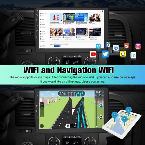 Car Stereo Radio for Chevy Silverado Suburban Tahoe GMC Sierra Yukon Android 13 2GB +32GB with 10.1 inch Touch Screen GPS Navigation CarPlay Android Auto Bluetooth SWC Backup Camera in Kuwait
