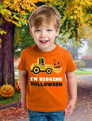 Tstars Bulldozer Pumpkin Face Halloween Shirt - Toddler Boys Construction T-Shirt for Kids Trick or Treat Outfit in Saudi Arabia
