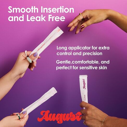 August Light Tampons - 72-Pack 100% Organic Cotton Tampons for Women and Anyone Who Menstruates, Non-Toxic, Fragrance-Free, and Hypoallergenic with Long Applicators (3 Boxes of 24) in Saudi Arabia